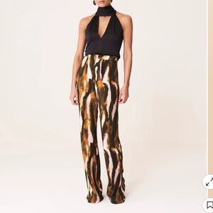 Lady Pipa Abstract Printed Wide-Leg Pants - Multicolor